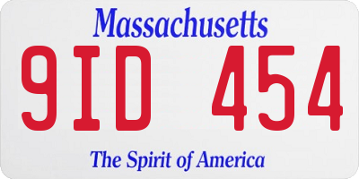 MA license plate 9ID454