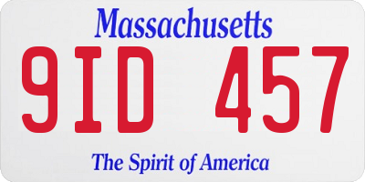 MA license plate 9ID457