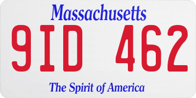 MA license plate 9ID462