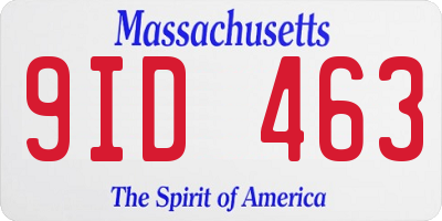 MA license plate 9ID463