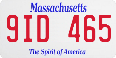 MA license plate 9ID465