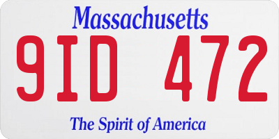 MA license plate 9ID472