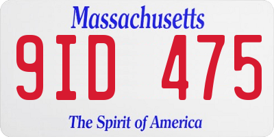 MA license plate 9ID475