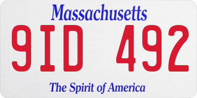 MA license plate 9ID492