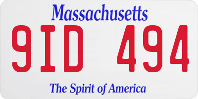 MA license plate 9ID494