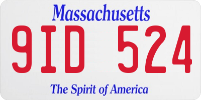 MA license plate 9ID524