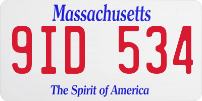 MA license plate 9ID534
