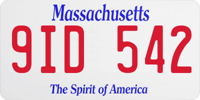 MA license plate 9ID542
