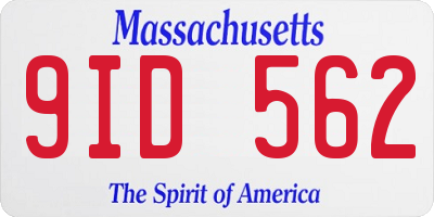 MA license plate 9ID562