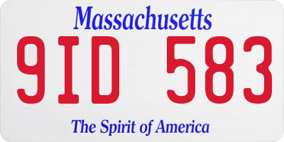 MA license plate 9ID583