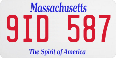 MA license plate 9ID587