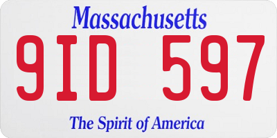 MA license plate 9ID597