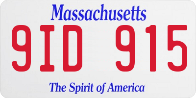 MA license plate 9ID915