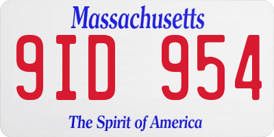 MA license plate 9ID954