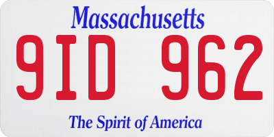 MA license plate 9ID962