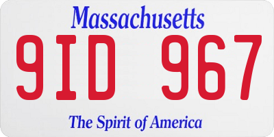 MA license plate 9ID967