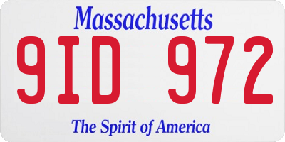 MA license plate 9ID972