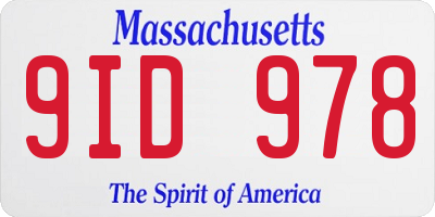 MA license plate 9ID978