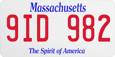 MA license plate 9ID982