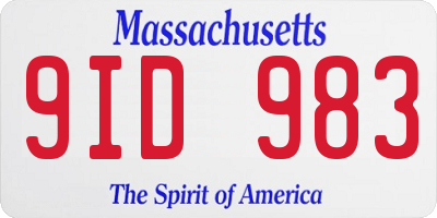 MA license plate 9ID983