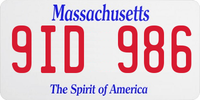 MA license plate 9ID986