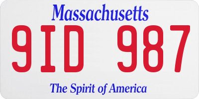 MA license plate 9ID987