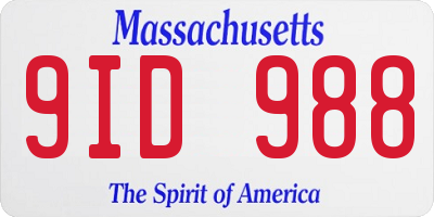 MA license plate 9ID988