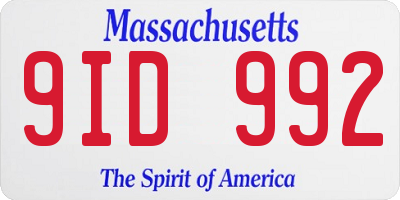 MA license plate 9ID992