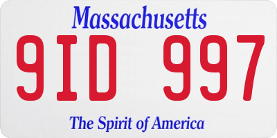 MA license plate 9ID997