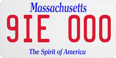 MA license plate 9IE000