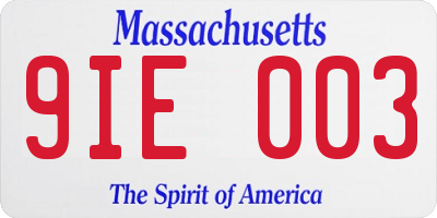 MA license plate 9IE003