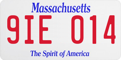 MA license plate 9IE014