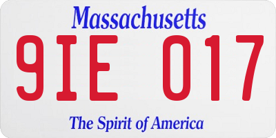 MA license plate 9IE017