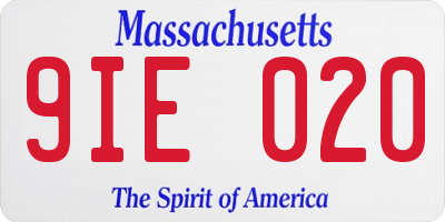 MA license plate 9IE020
