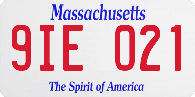MA license plate 9IE021