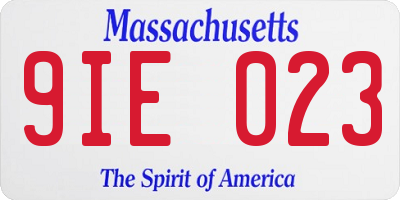 MA license plate 9IE023