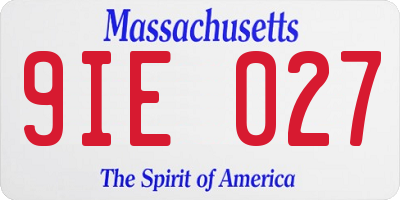 MA license plate 9IE027