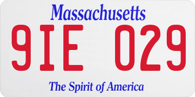 MA license plate 9IE029