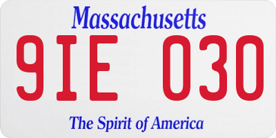 MA license plate 9IE030