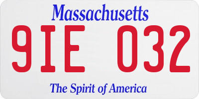 MA license plate 9IE032