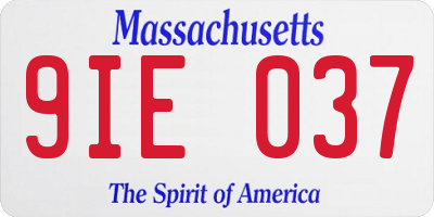MA license plate 9IE037