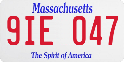 MA license plate 9IE047