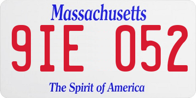MA license plate 9IE052