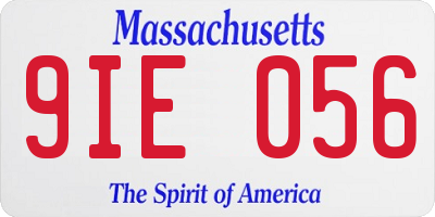 MA license plate 9IE056