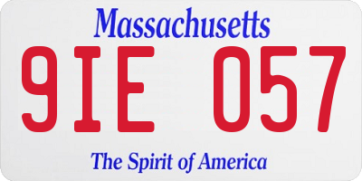 MA license plate 9IE057