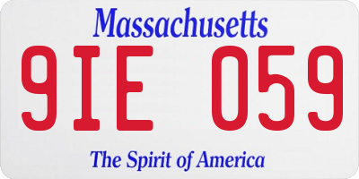 MA license plate 9IE059