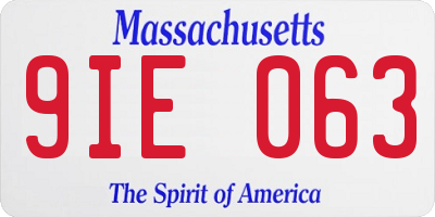 MA license plate 9IE063