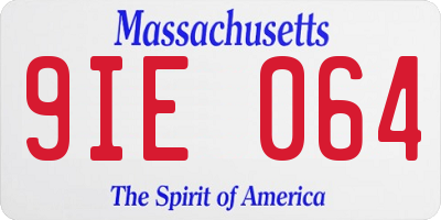MA license plate 9IE064