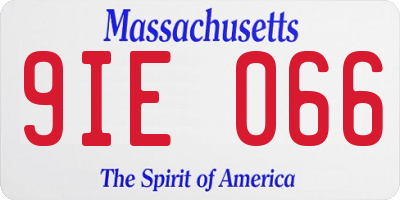 MA license plate 9IE066