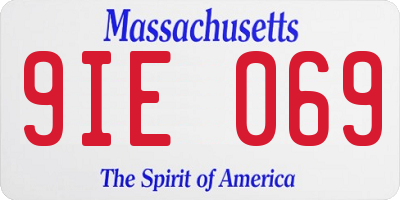 MA license plate 9IE069